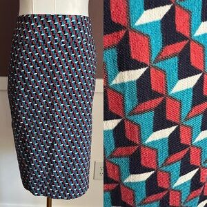 Vibrant Geometric Pencil Skirt